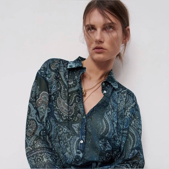 Semi-Sheer Printed Shirt - Picture 2 of 6